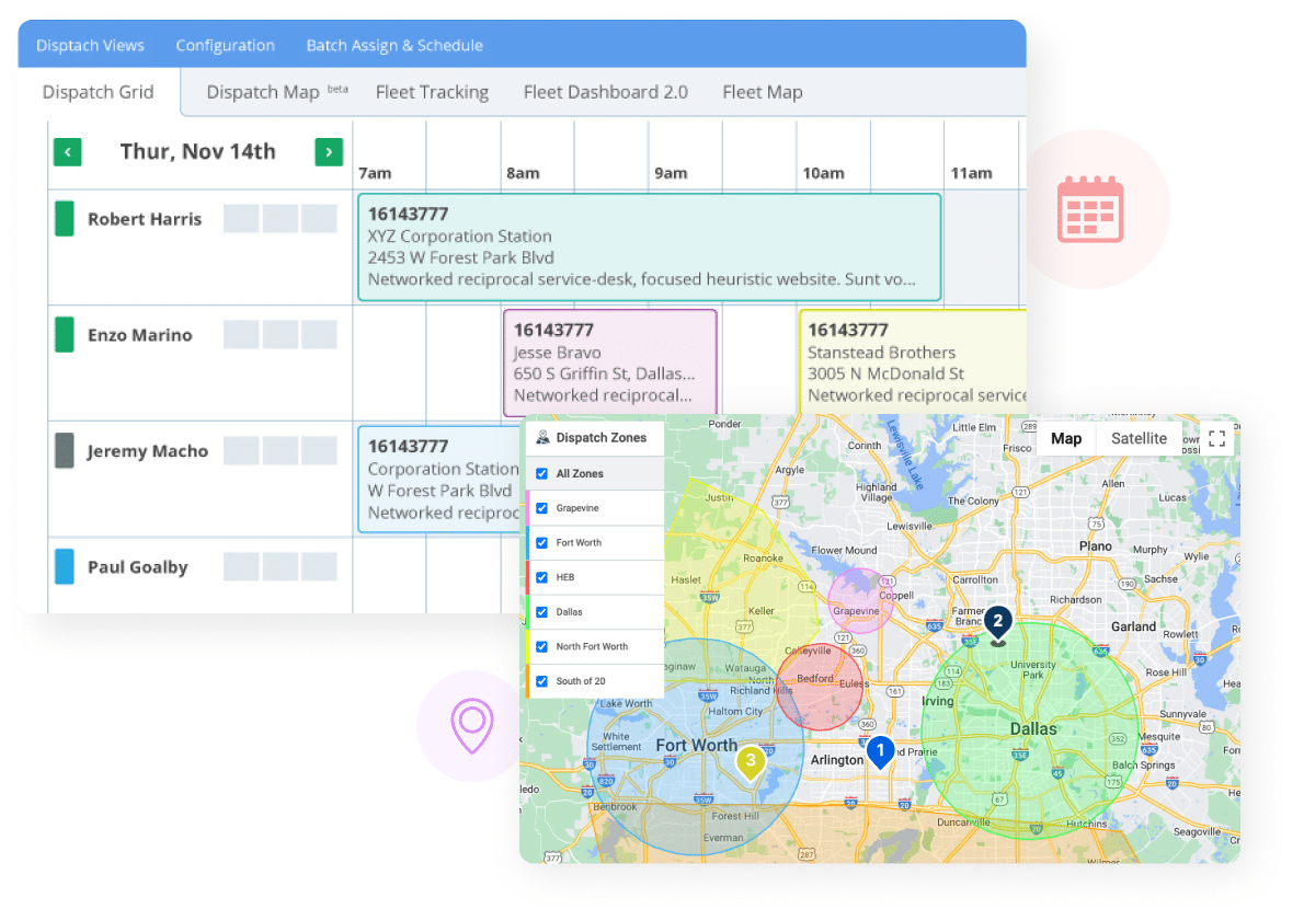 scheduling and dispatch software screenshots